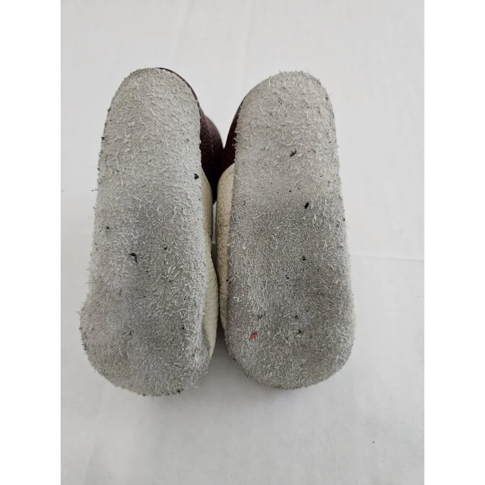 Leather Baby Crib Shoes Anchor White And Red 0-6 Months